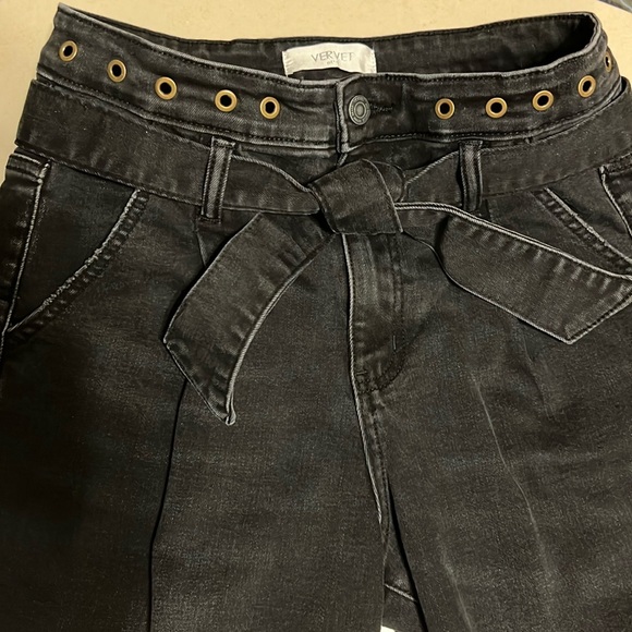 Vervet 29 Black Erika Stretch Mom Jeans | High Waist | Distressed | Tie Waist - Picture 10 of 16